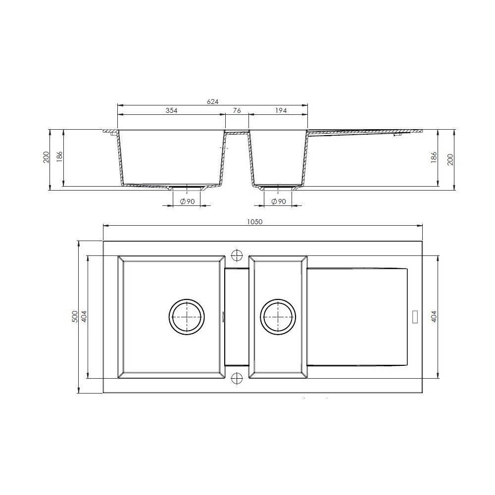 Evier à encastrer BALSA Granit 1 cuve 1/2