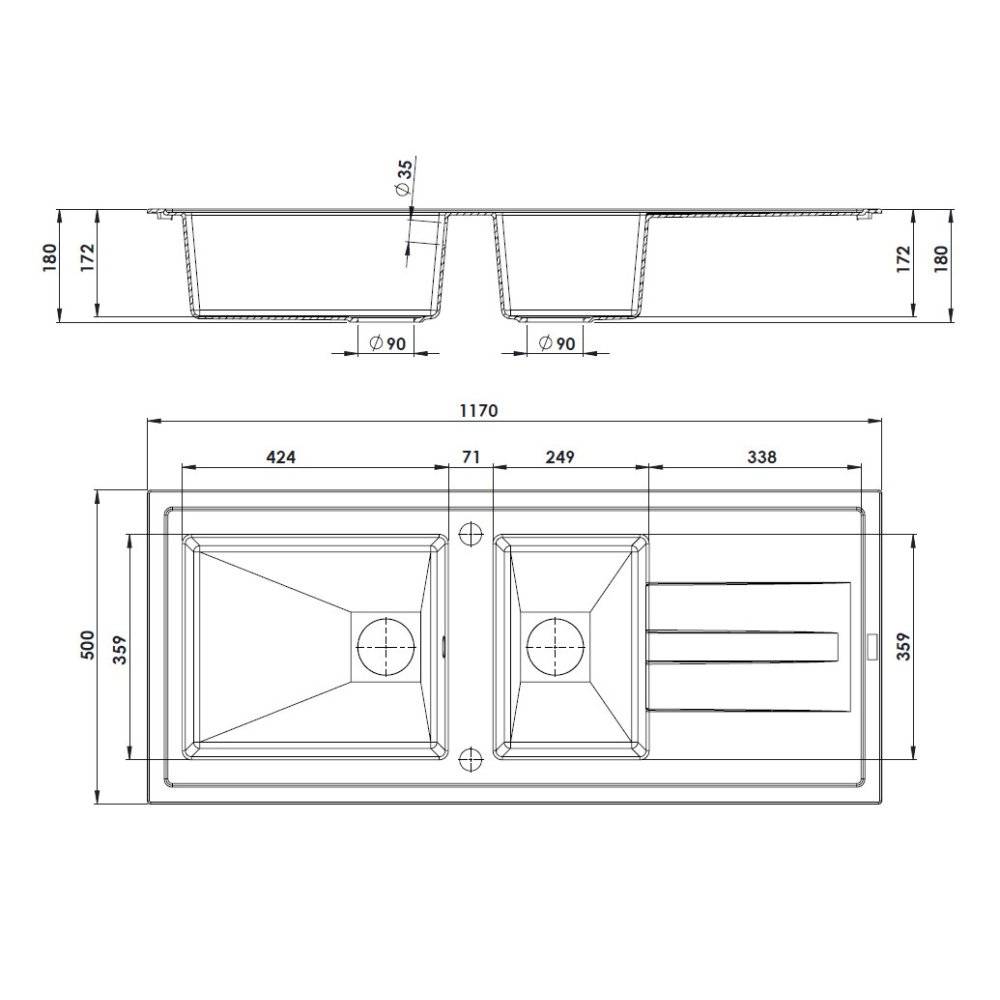 Evier à encastrer ARCOS Granit 2 cuves