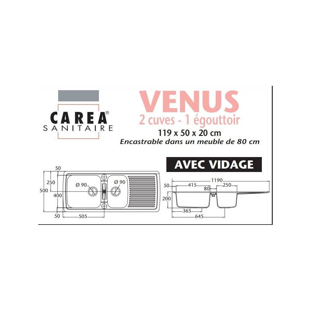 Évier à encastrer VÉNUS 2 bacs